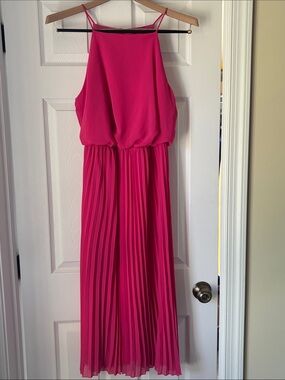 Sam Edelman Fuchsia Halter Pleated Midi Dress